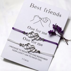 Best Friends Infinity Heart Bracelet Set & Card